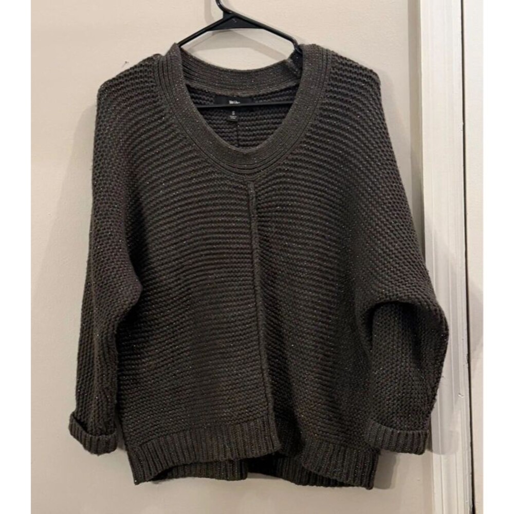 Y2k Gray Sparkle Chunky Knit Sweater Size Small